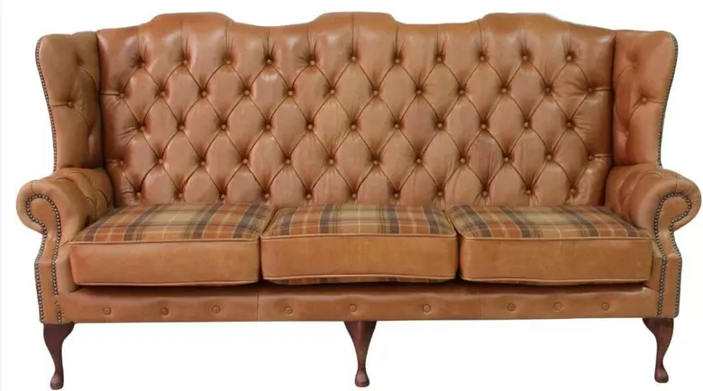 Ludlow Tan Chesterfield 3 Seater High Back sofa | Finance Available | DesignerSofas4U