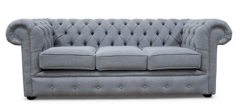 Chesterfield 3 Seater Settee Bacio Zinc Fabric Sofa Offer