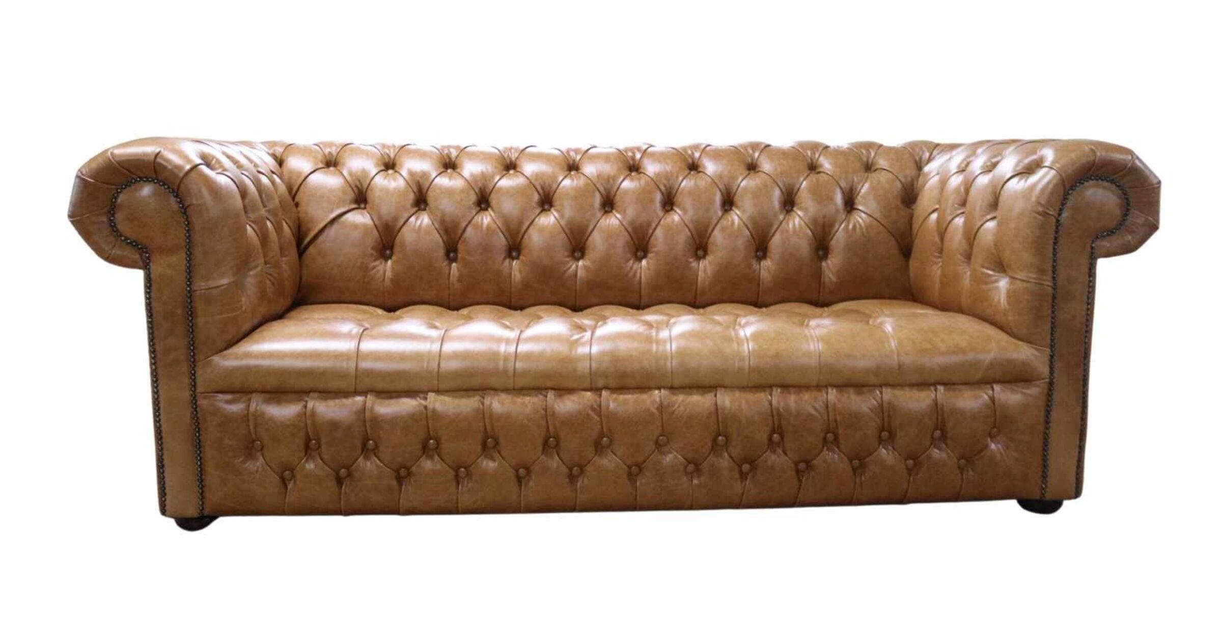 Tan Chesterfield 3 Seater Settee sofa | DesignerSofas4U