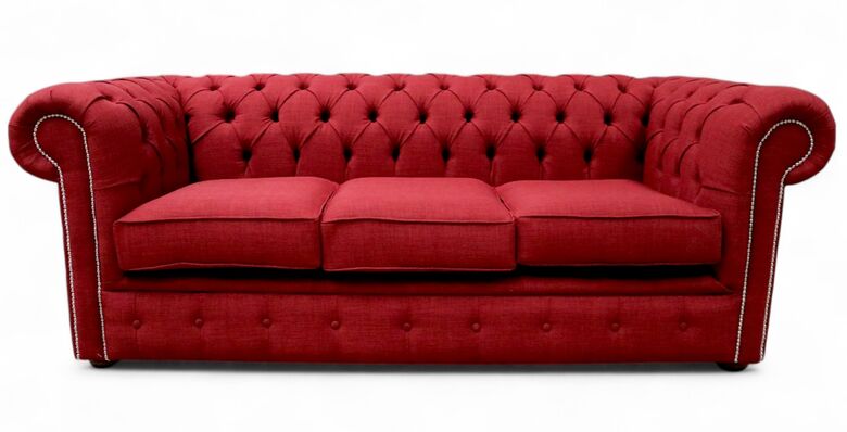 Chesterfield 3 Seater Settee Charles Linen Wine Sofa Offer