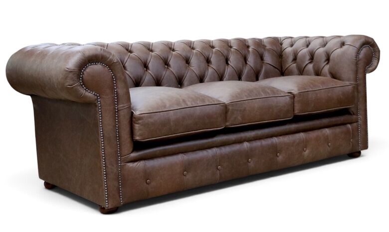 Chesterfield 3 Seater Settee Cracked Wax Espresso Leather Sofa