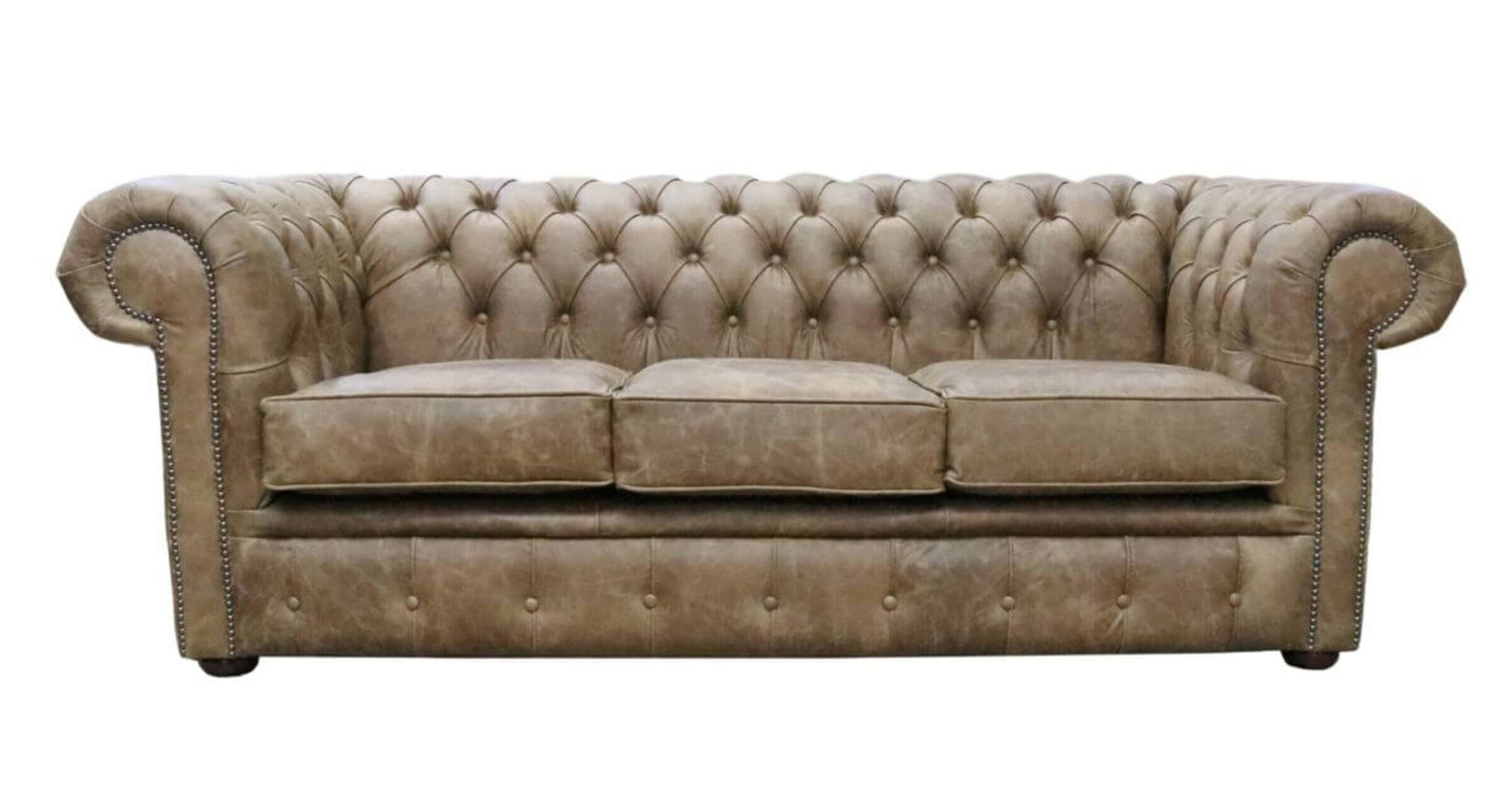 Cracked Wax Tan Leather Chesterfield 3 Seater Settee Sofa