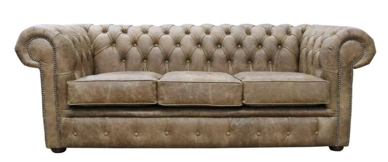 Product photograph of Chesterfield 3 Seater Settee Cracked Wax Tan Leather Sofa from Designer Sofas 4U