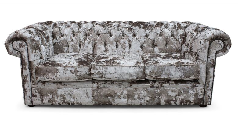 Chesterfield 3 Seater Settee Lustro Charm Velvet Sofa Offer