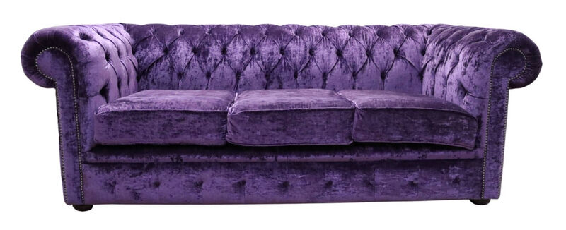 Product photograph of Chesterfield 3 Seater Settee Modena Amethyst Velvet Sofa Offer from Designer Sofas 4U