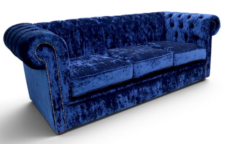Chesterfield 3 Seater Settee Modena Blueberry Velvet Sofa Offer