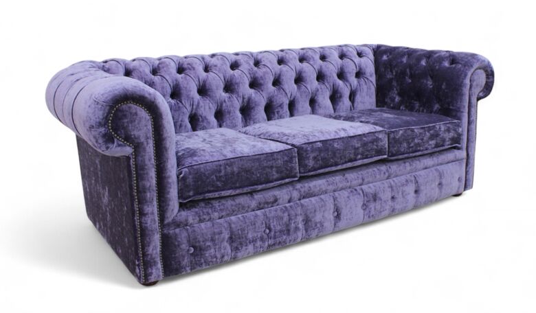 Chesterfield 3 Seater Settee Modena Lilac Velvet Sofa Offer