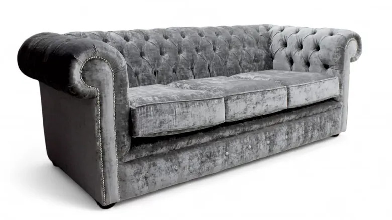 Chesterfield 3 Seater Settee Modena Smoke Velvet Sofa Offer