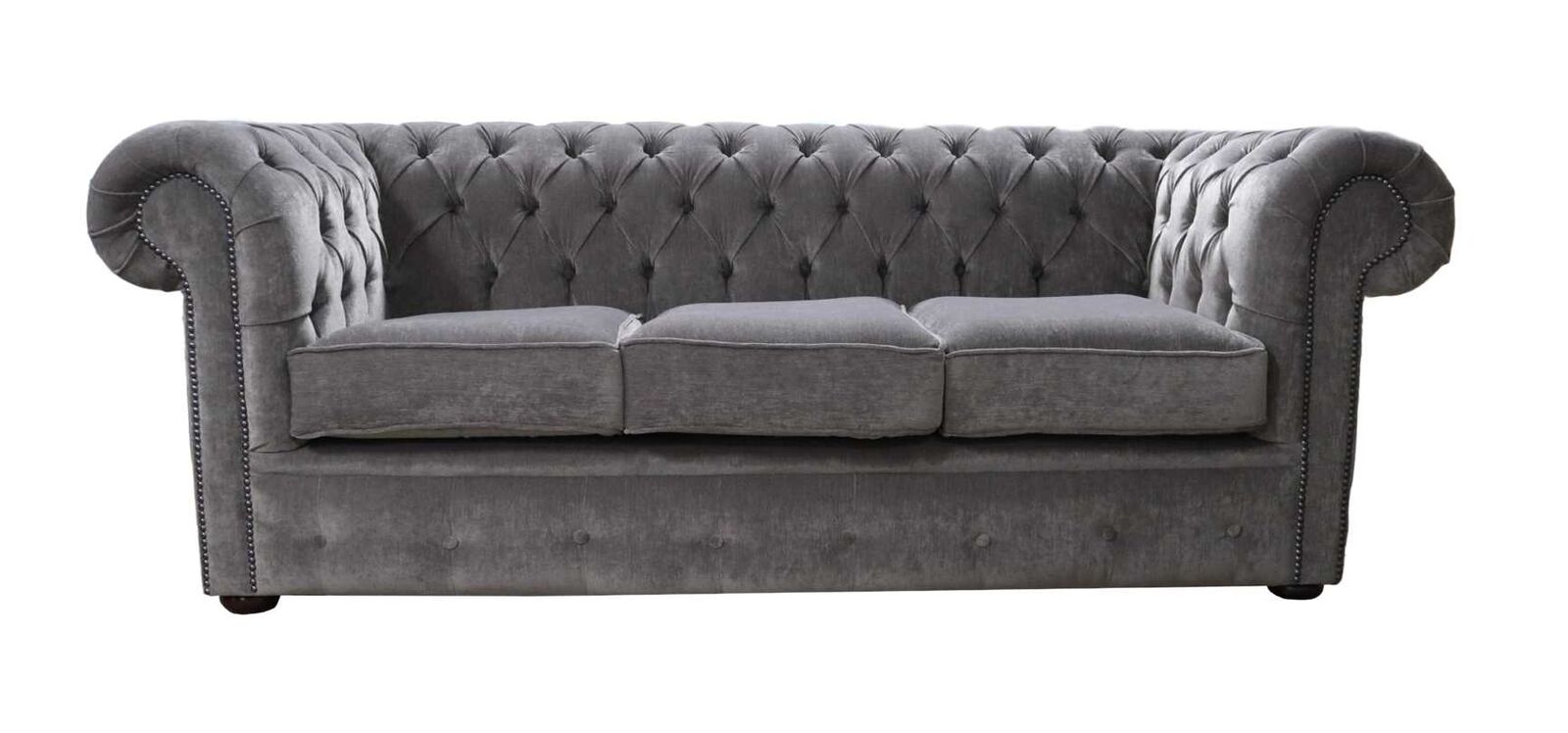Product photograph of Chesterfield 3 Seater Settee Pimlico Bark Fabric Sofa Offer from Designer Sofas 4U