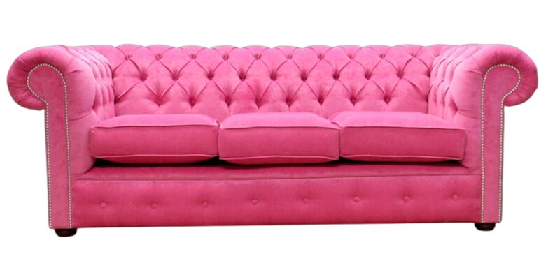 Chesterfield 3 Seater Settee Pimlico Fuchsia Pink Fabric Sofa