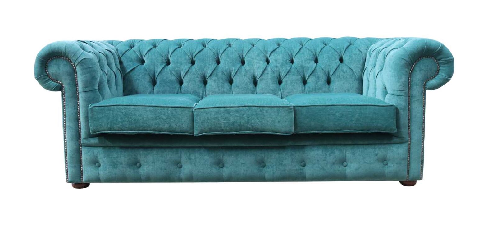 Product photograph of Chesterfield 3 Seater Settee Pimlico Petrol Fabric Sofa Offer from Designer Sofas 4U