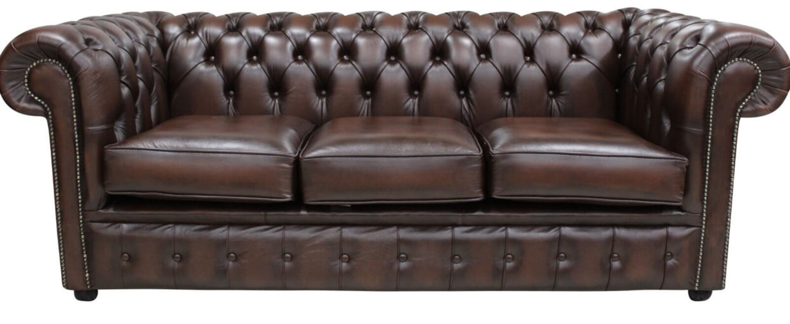 Product photograph of Chesterfield Bexley 3 Seater Antique Brown Real Leather from Designer Sofas 4U