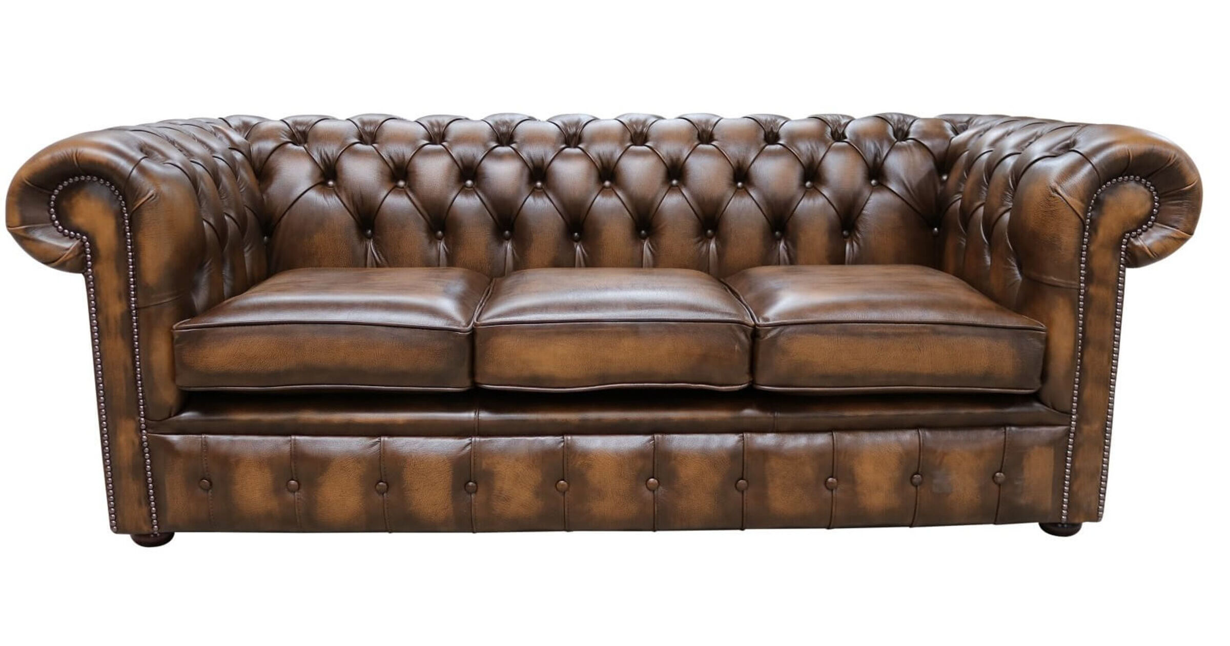 DesignerSofas4U Antique Tan leather Chesterfield Sofa