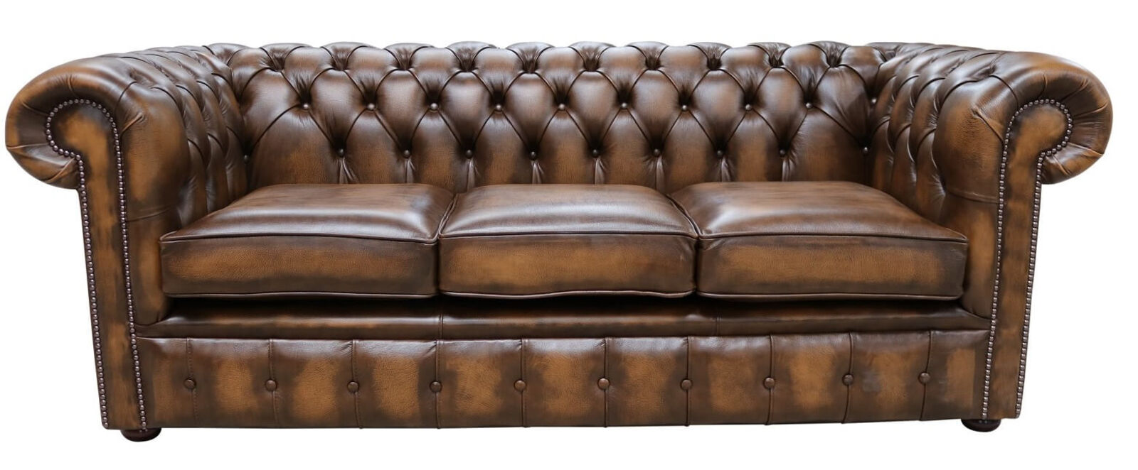 Product photograph of Chesterfield Classic Tufted Buttoned 3 Seater Antique Tan Leather Sofa Settee from Designer Sofas 4U