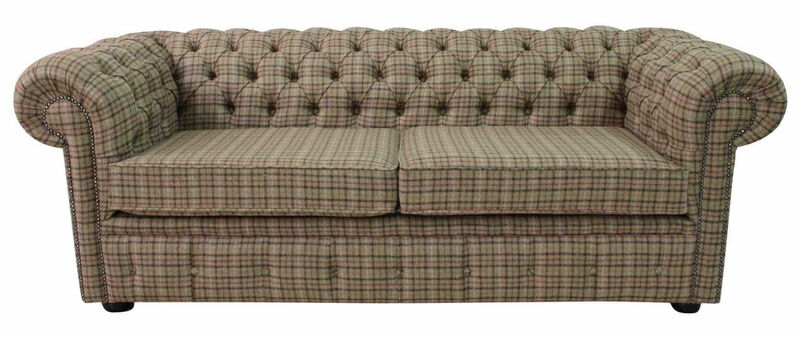 Product photograph of Chesterfield Arnold Wool 3 Seater Sofa Settee Balmoral Sage from Designer Sofas 4U