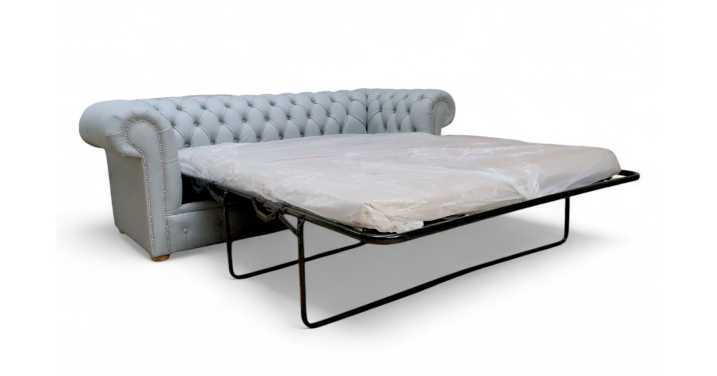 Chesterfield 3 Seater Sofa Bed Offer | Shelly Silver Grey Leather