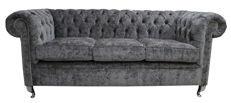 Product photograph of Chesterfield 3 Seater Sofa Settee Belvedere Pewter Grey Metal Feet from Designer Sofas 4U