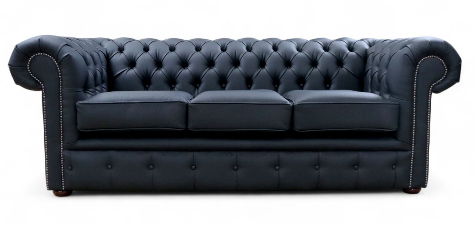Chesterfield 3 Seater Sofa Bonded Black Leather