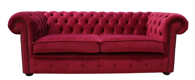 Product photograph of Chesterfield 3 Seater Settee Boutique Cranberry Velvet Sofa Offer from Designer Sofas 4U