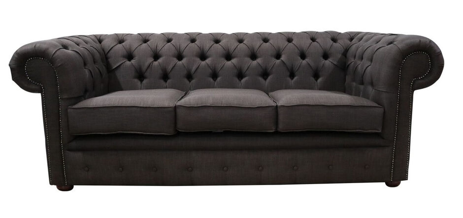 Chesterfield 3 Seater Sofa Charles Linen Brown
