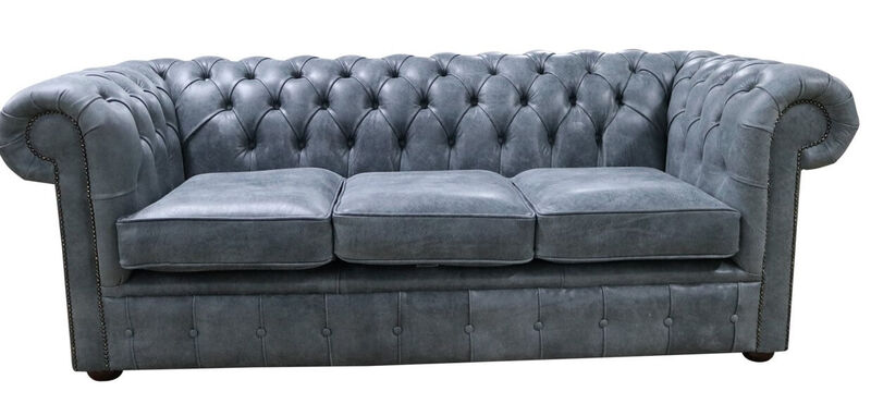Product photograph of Chesterfield 3 Seater Sofa Devil Grigio Aniline Leather Settee from Designer Sofas 4U