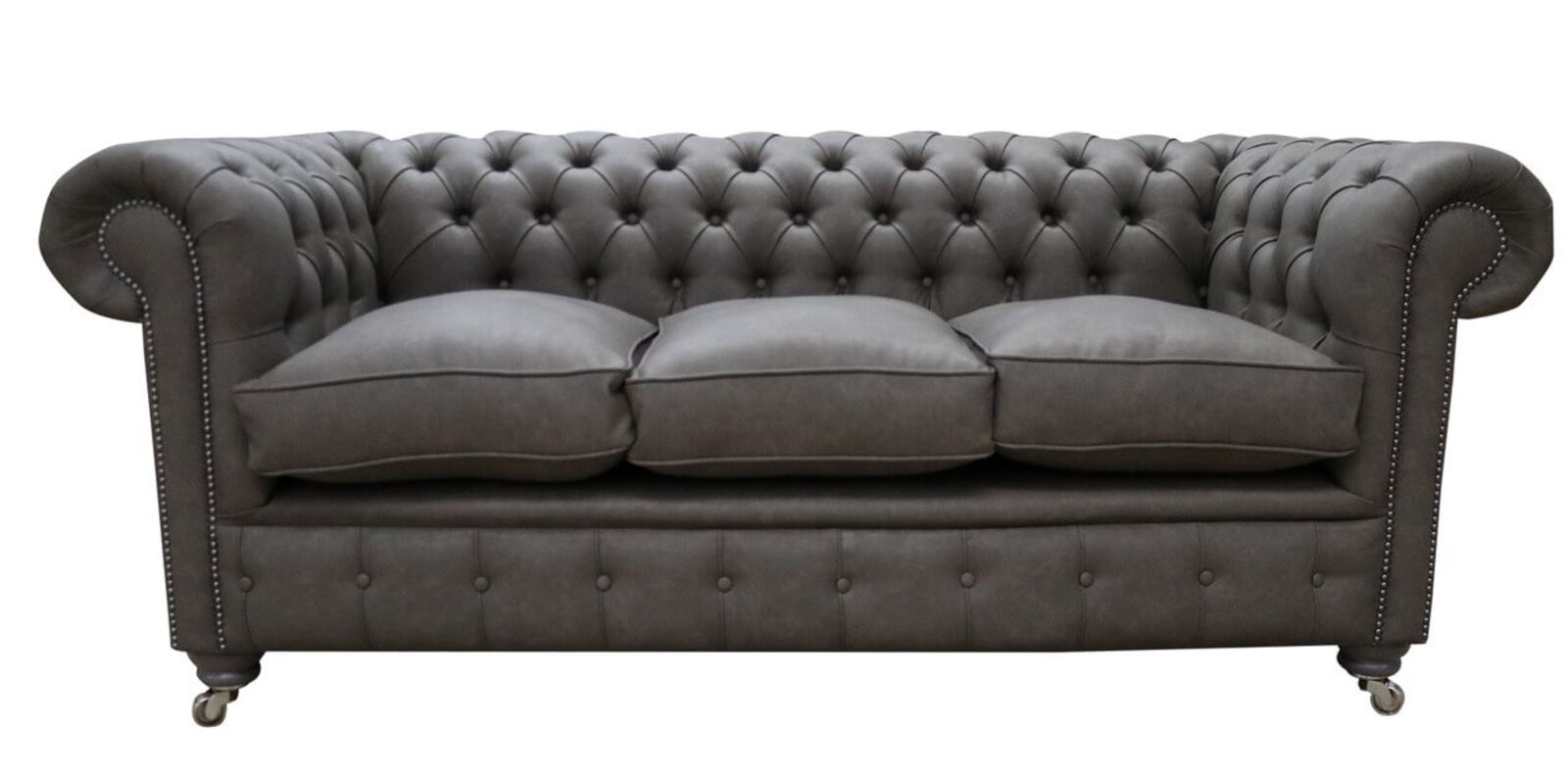 Product photograph of Chesterfield 3 Seater Infinity Espresso Faux Leather Sofa Offer from Designer Sofas 4U