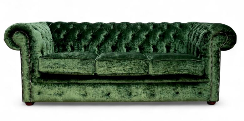 Chesterfield 3 Seater Sofa Modena Forest Green Velvet