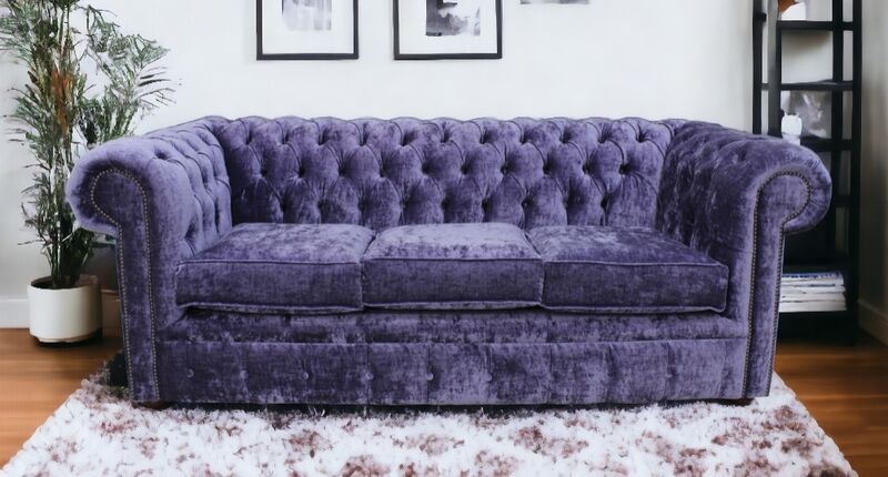 Product photograph of Chesterfield 3 Seater Settee Modena Lilac Velvet Sofa Offer from Designer Sofas 4U