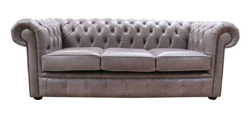 Product photograph of Chesterfield 3 Seater Sofa Old English Lead Grey Leather from Designer Sofas 4U