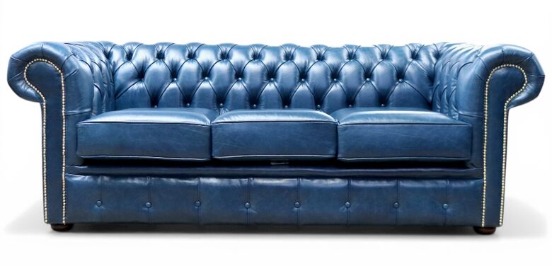 Chesterfield 3 Seater Sofa Old English Peacock Leather