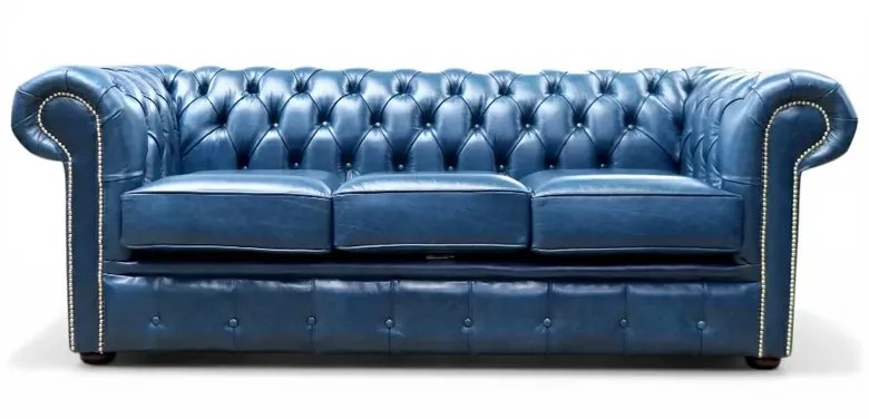Chesterfield 3 Seater Sofa Old English Peacock Leather
