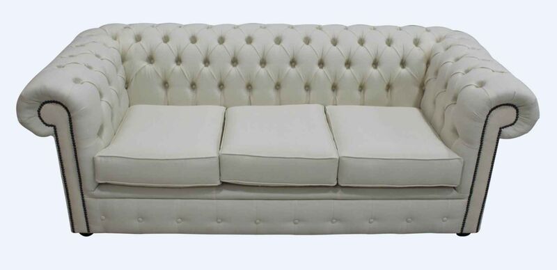 Product photograph of Chesterfield Handmade 3 Seater Settee Charles Linen Cream Sofa from Designer Sofas 4U