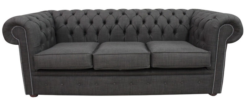 Product photograph of Chesterfield 3 Seater Charles Charcoal Fabric Sofa Offer from Designer Sofas 4U
