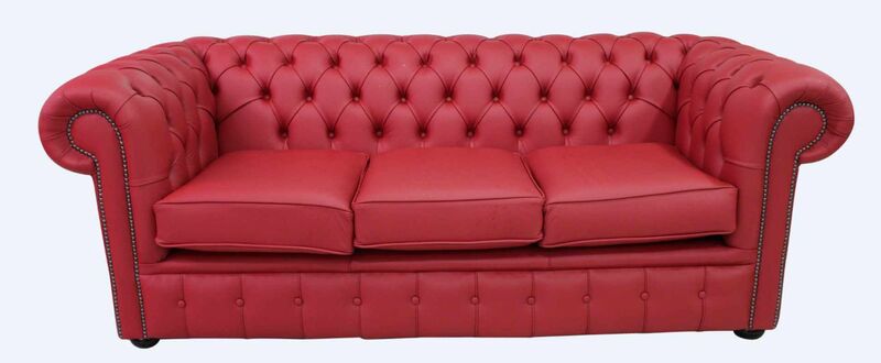 Product photograph of Chesterfield 3 Seater Sofa Settee Shelly Flame Red Leather from Designer Sofas 4U