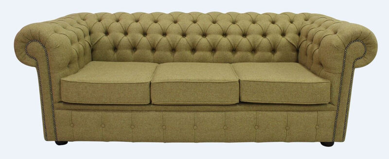 Product photograph of Chesterfield Gold Arnold Moons Wool 3 Seater Sofa from Designer Sofas 4U