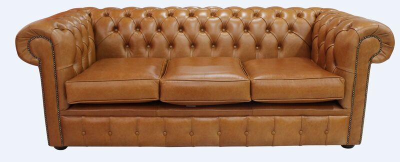 Product photograph of Chesterfield 3 Seater Settee Old English Bruciato Leather Sofa from Designer Sofas 4U