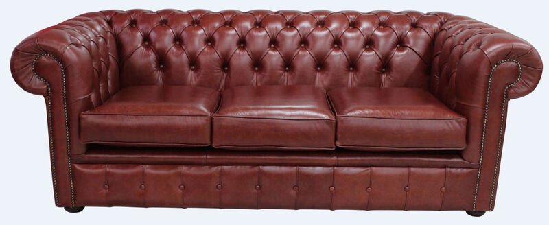 Product photograph of Chesterfield 3 Seater Settee Old English Chestnut Leather Sofa from Designer Sofas 4U