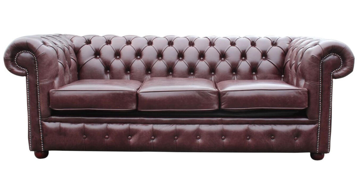 Brown red leather Chesterfield sofa bed DesignerSofas4U