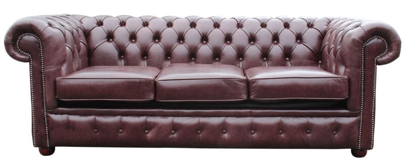 Product photograph of Chesterfield 3 Seater Settee Sofa Bed Old English Red Brown from Designer Sofas 4U