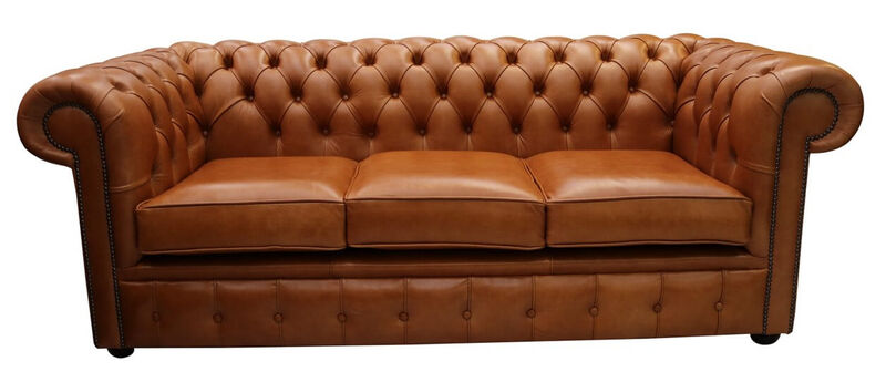 Product photograph of Chesterfield 3 Seater Sofa Settee Old English Saddle Real Leather from Designer Sofas 4U
