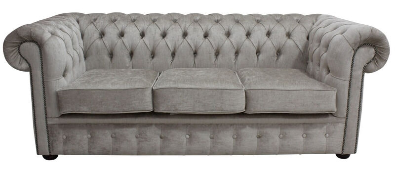 Product photograph of Chesterfield 3 Seater Settee Perla Oyster Velvet Sofa Offer from Designer Sofas 4U