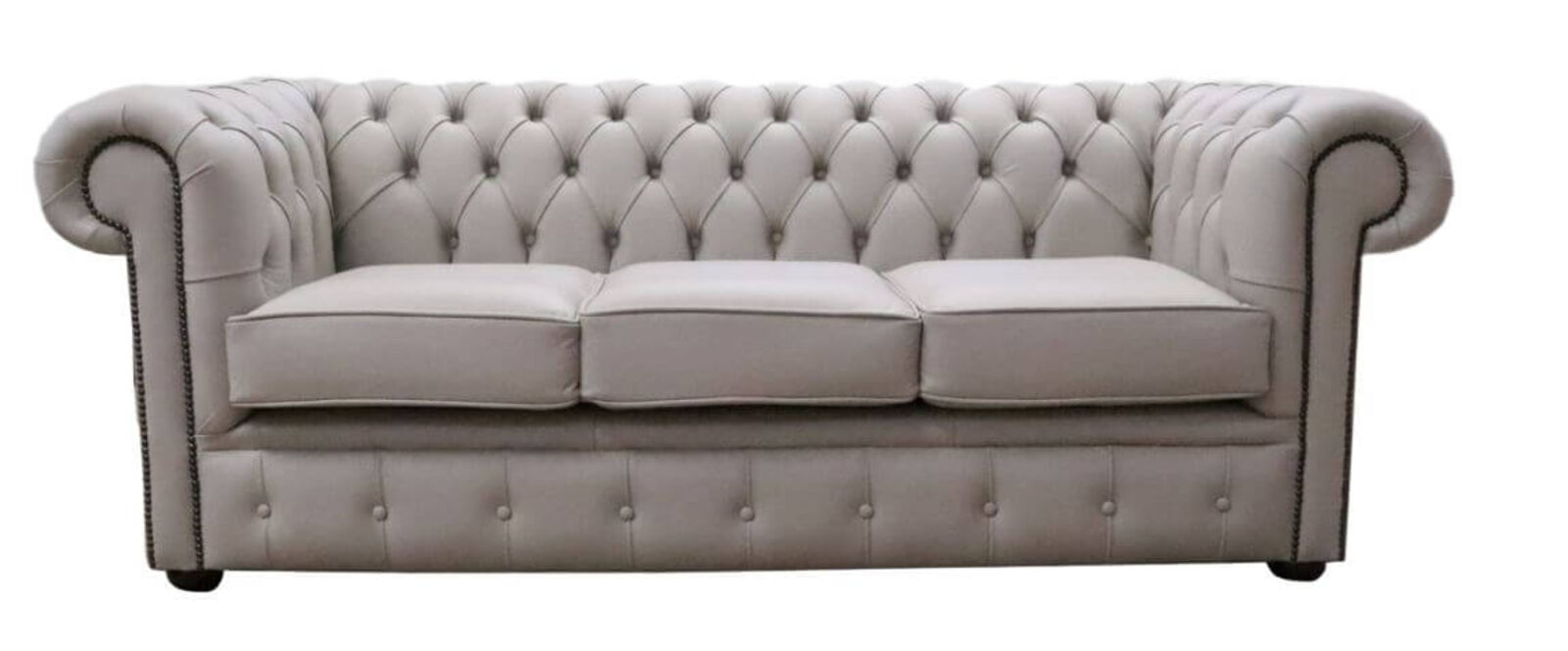 Product photograph of Chesterfield 3 Seater Sofa Settee Vele Richmond Rock Leather Sofa Offer from Designer Sofas 4U