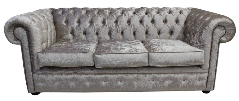 Product photograph of Chesterfield 3 Seater Settee Shimmer Mink Velvet Sofa Offer from Designer Sofas 4U
