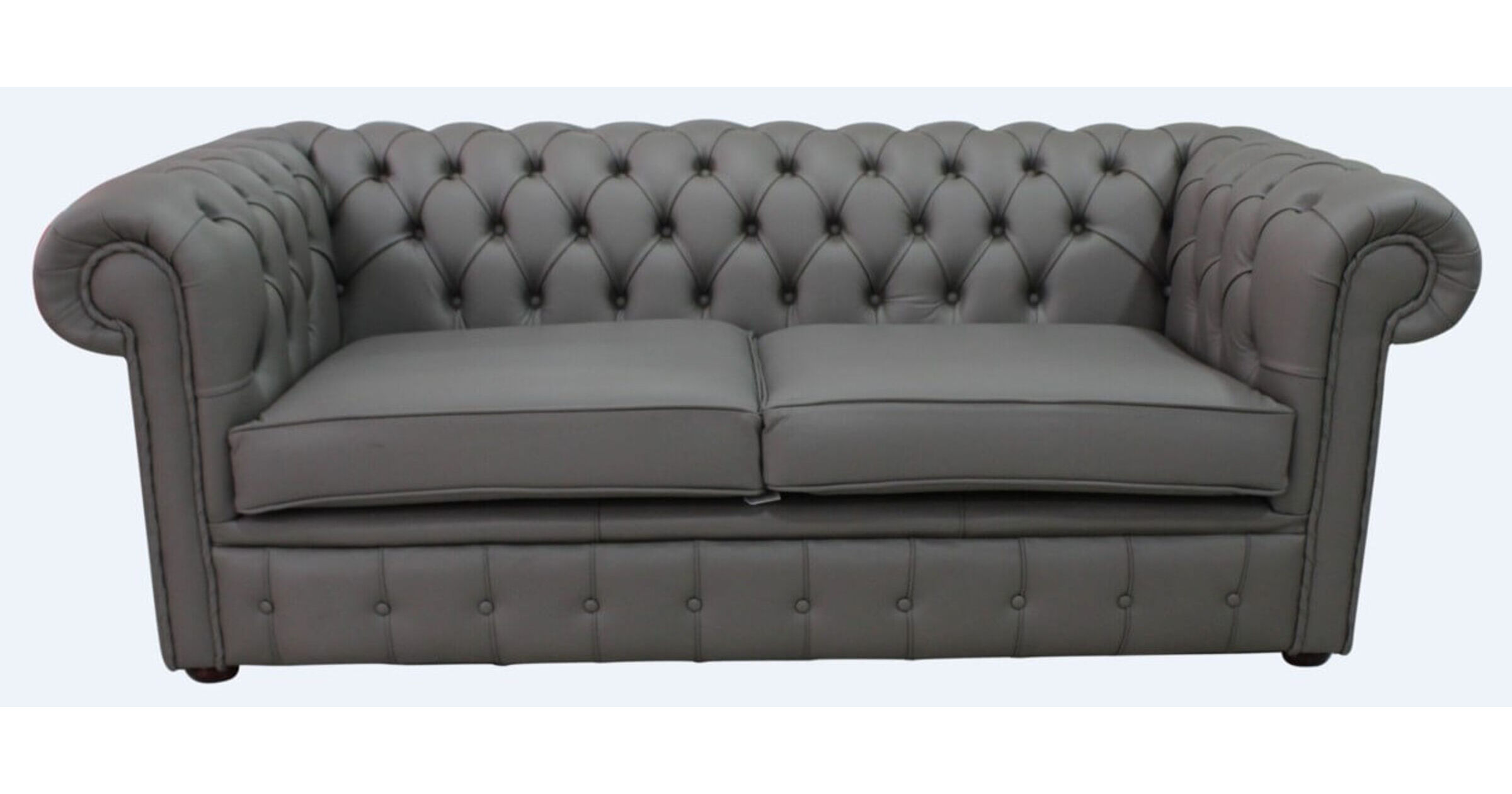 Chesterfield 3 Seater Silver Birch Leather Sofa Offer Twist Piping. Buy
