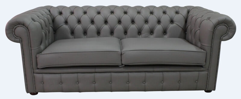Product photograph of Chesterfield 3 Seater Silver Birch Leather Sofa Offer Twist Piping from Designer Sofas 4U