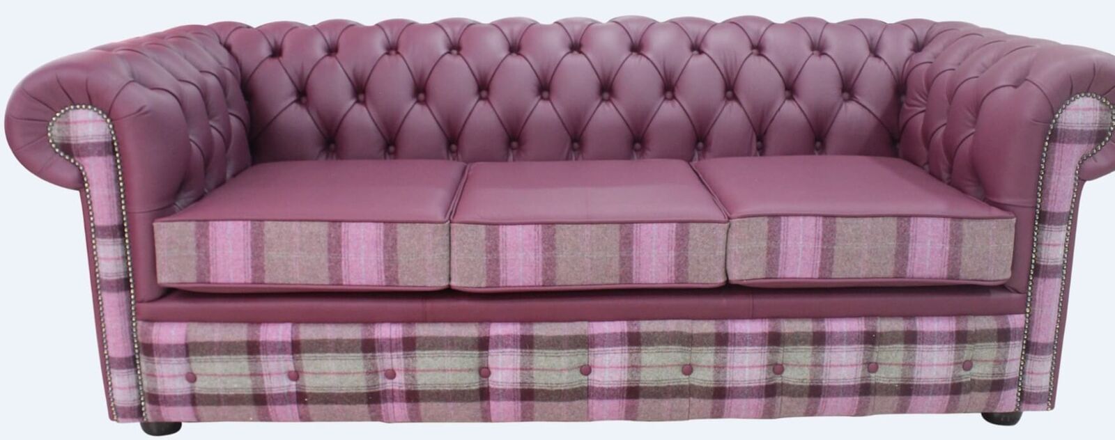 Product photograph of Chesterfield Arnold Wool 3 Seater Sofa Settee Skye Amethyst Leather from Designer Sofas 4U