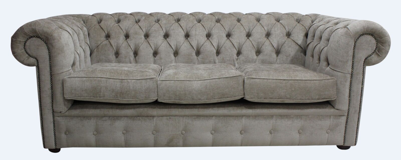 Product photograph of Chesterfield 3 Seater Settee Velluto Fudge Fabric Sofa Offer from Designer Sofas 4U