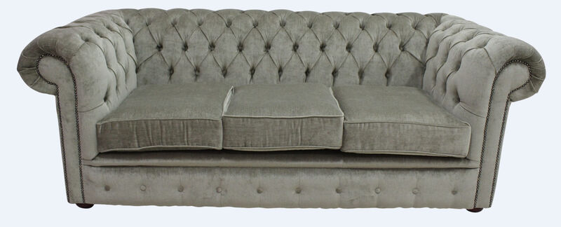 Product photograph of Chesterfield 3 Seater Settee Velluto Sage Fabric Sofa Offer from Designer Sofas 4U
