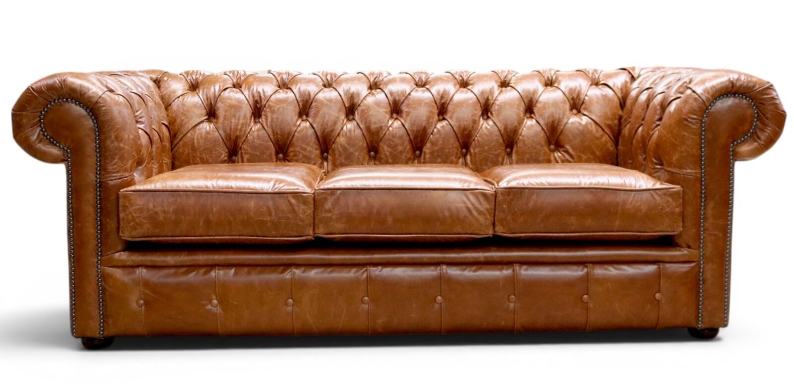 Chesterfield 3 Seater Sofa Tudor Ochre Tan Leather