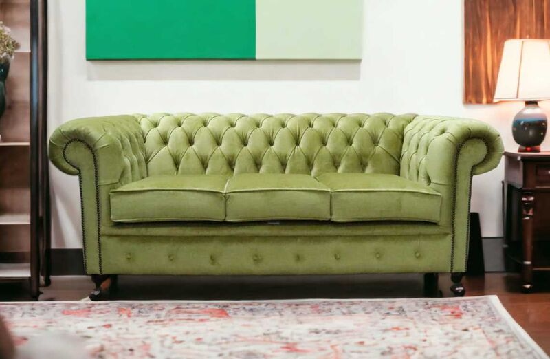Product photograph of Chesterfield 3 Seater Settee Tuscany Pistachio Green Sofa Offer from Designer Sofas 4U